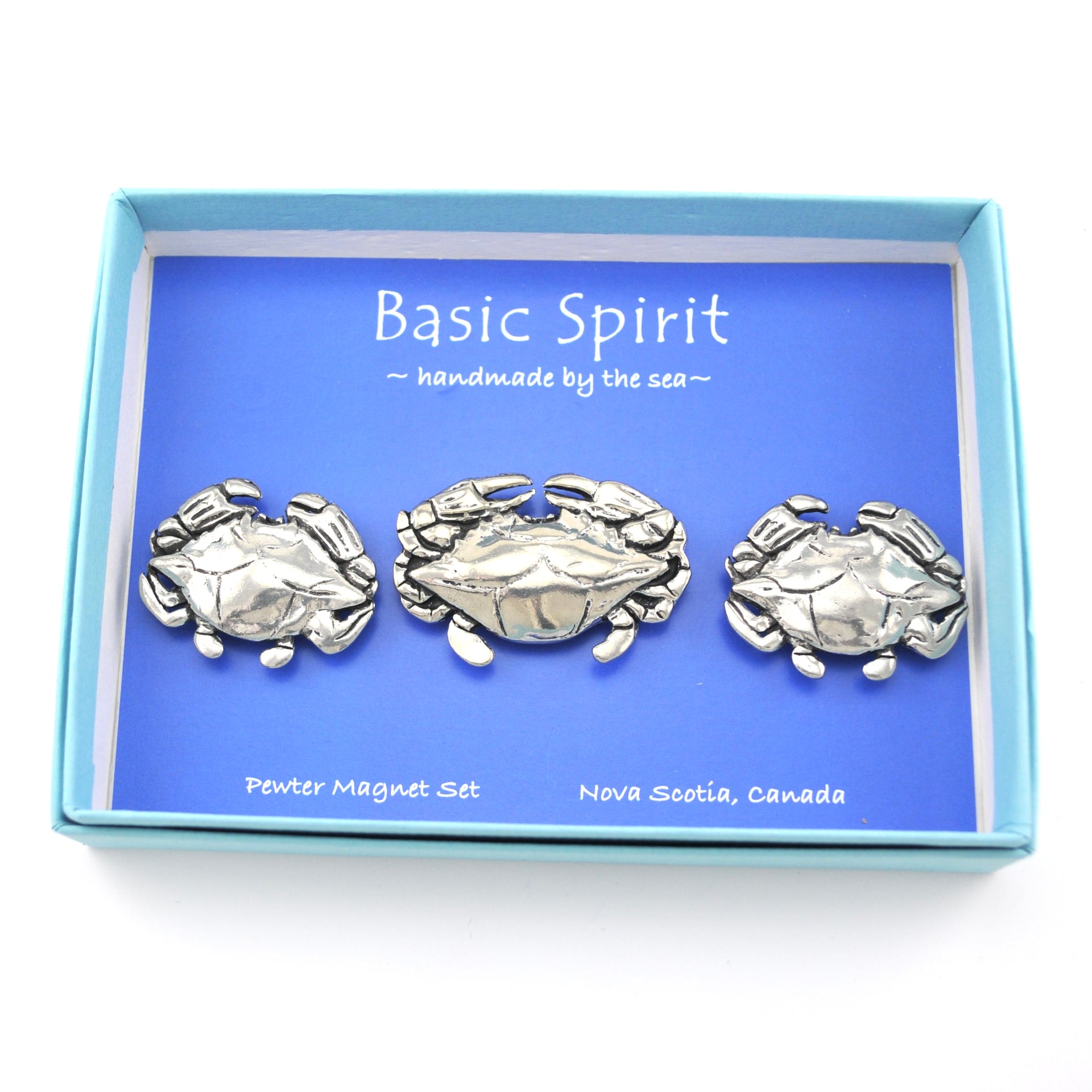 Handcrafted Pewter Crabs Magnet Set