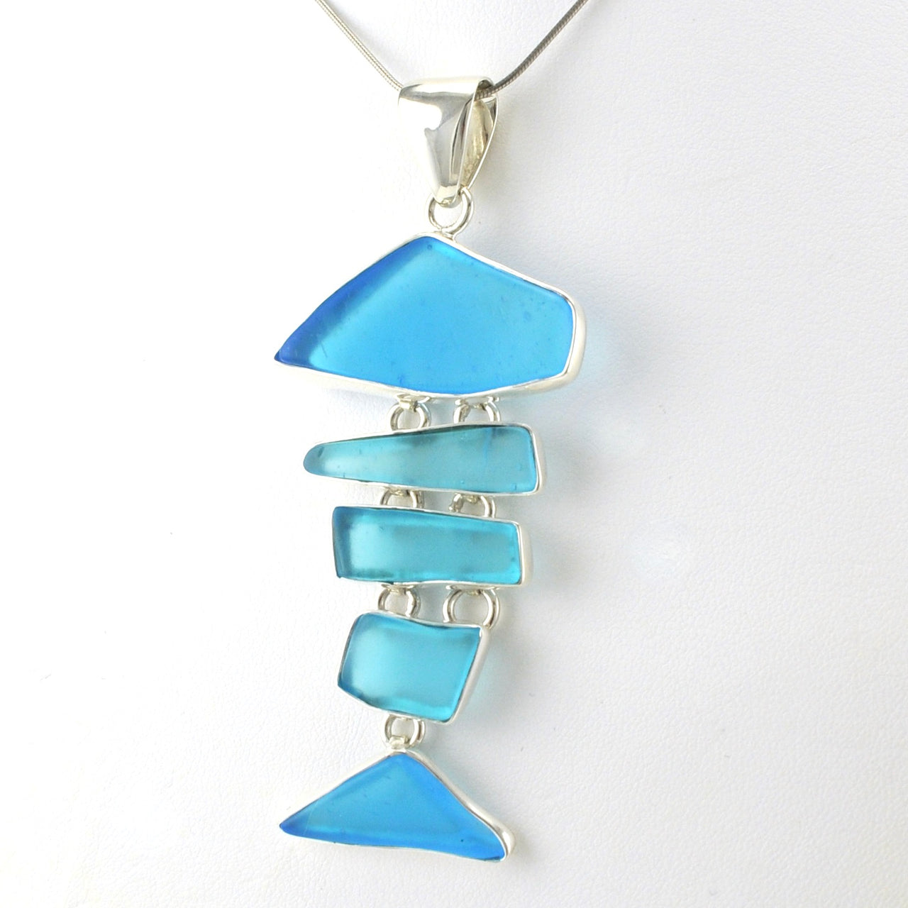 Sterling Silver Recycled Glass Fish Pendant