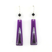 Alt View Stricker Purple Fused Glass Elongated Triangular Earrings