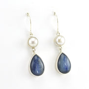 Alternate View Sterling Silver Pearl Kyanite Dangle Earrings