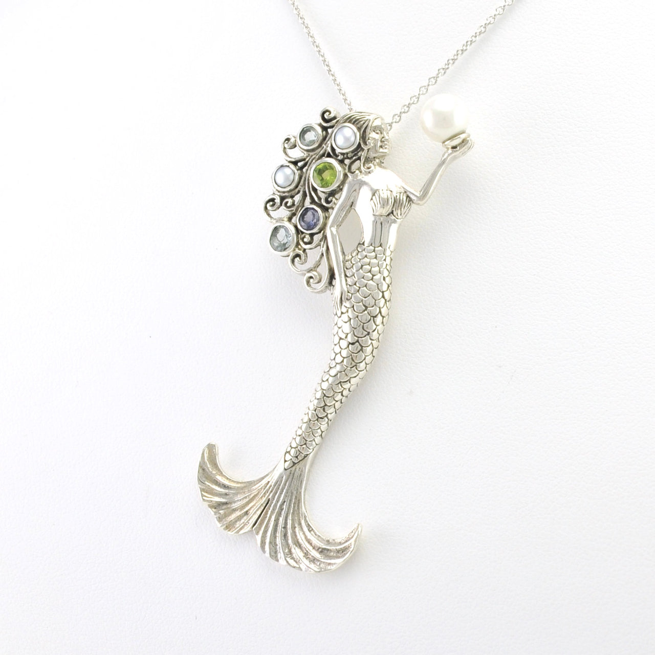 Sterling Silver Queen of Tides Mermaid Pendant