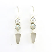 Alt View Sterling Silver Pearl Malabar Shell Sea Glass Earrings