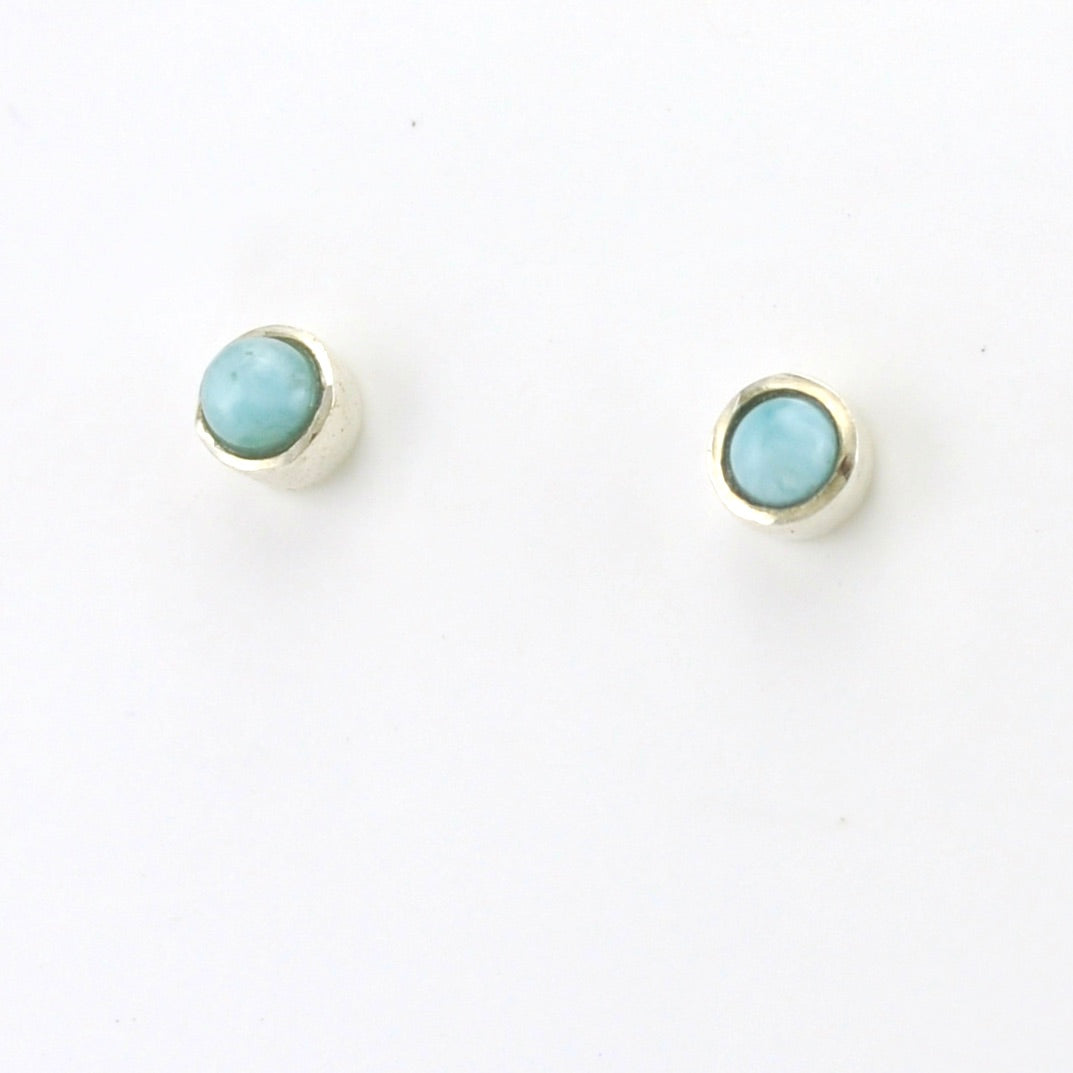 Sterling Silver Larimar 4mm Round Post Earrings