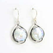 Alt View Sterling Silver Roman Glass Round Dangle Earring