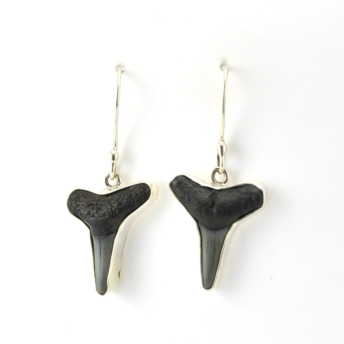 Alt View Sterling Silver Fossil Shark Teeth Dangle Earrings