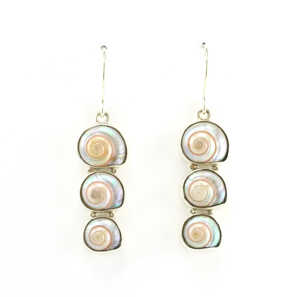 Alt View Sterling Silver Malabar Shell 3 Stack Earrings