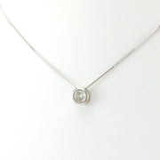 Side View Sterling Silver Cubic Zirconia Solitaire Necklace