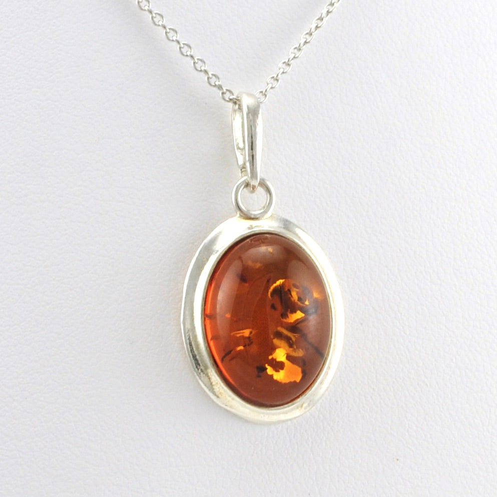 Alt View Sterling Silver Amber Oval Necklace