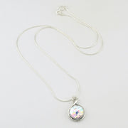 Sterling Silver Roman Glass 11mm Round Necklace