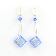 Alt View True Blue Fused Glass Square Drop Earrings
