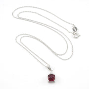 Alternate View Silver Created Ruby 1ct Square with Cubic Zirconia Necklace