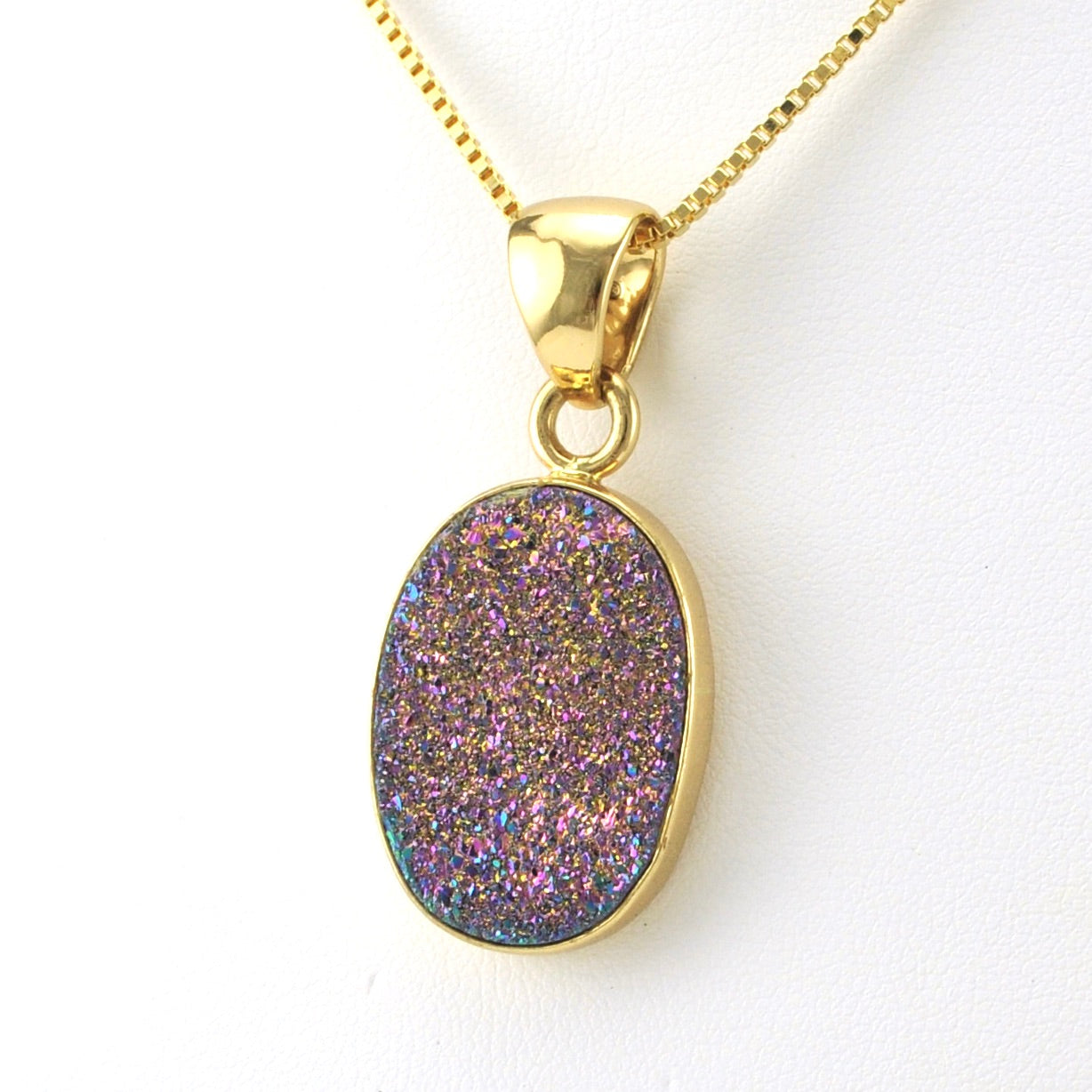 Alchemía Rainbow Druzy Agate Oval Pendant