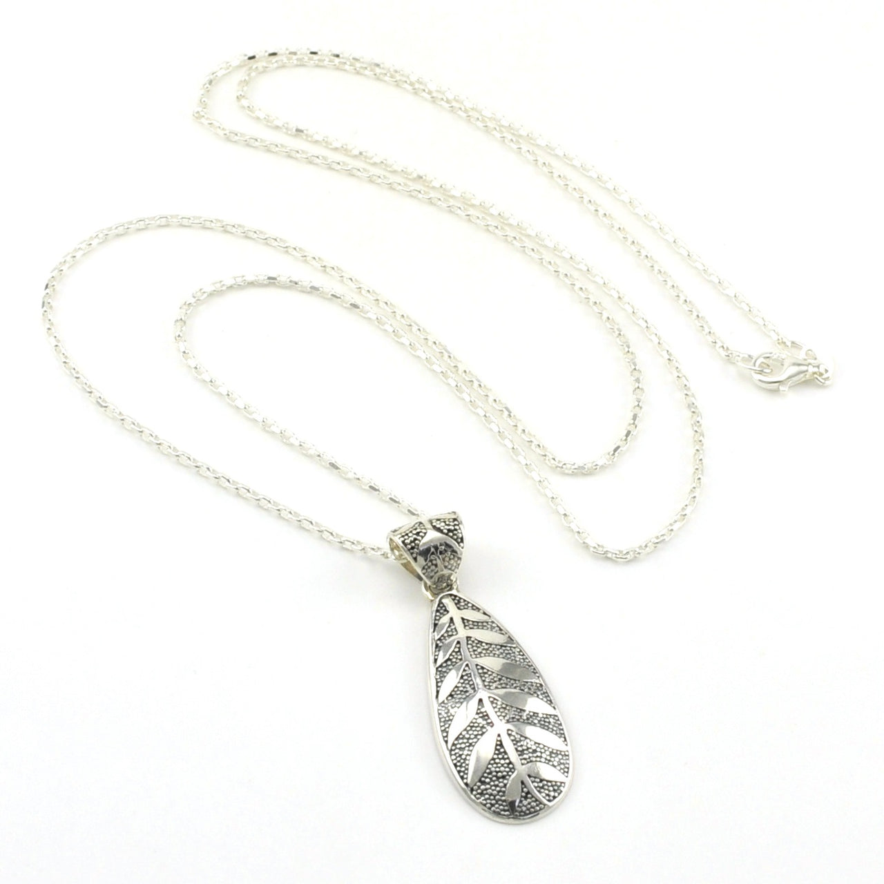 Sterling Silver Bali Leaf Necklace
