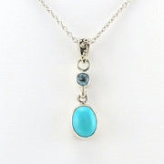 Alt View Sterling Silver Arizona Turquoise 6x8mm Oval with Topaz Necklace