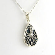 Alt View Sterling Silver Blue Abalone Tear Octopus Necklace