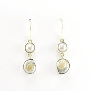 Alt View Sterling Silver Pearl Malabar Shell Earrings