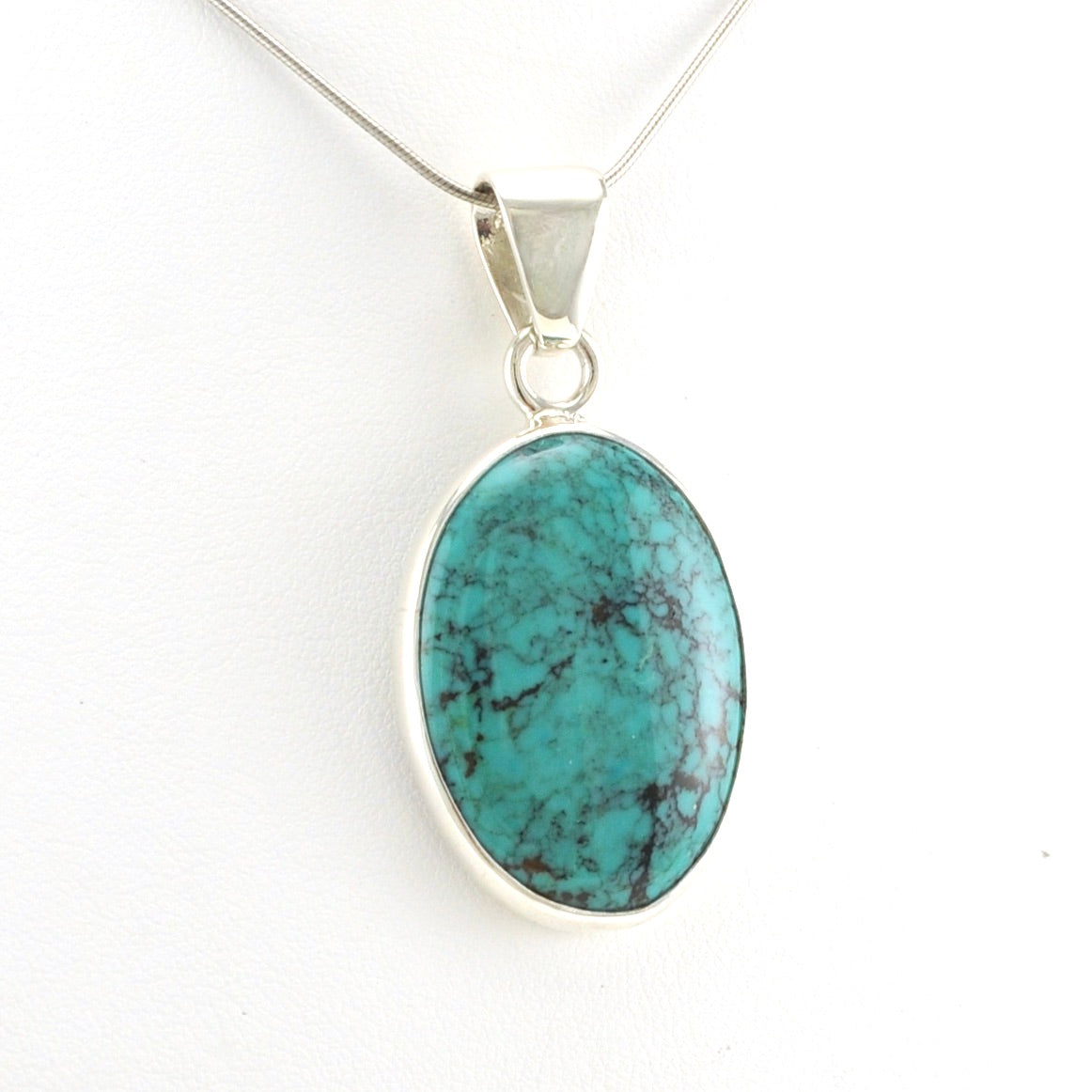 Alt View Sterling Silver Turquoise Oval Pendant