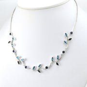 Side View Silver Iolite Blue Topaz Branch Adjustable Necklace
