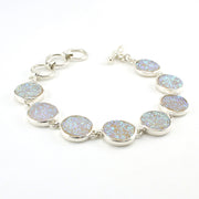 Alt View Sterling Silver Opal Druzy Agate Round Toggle Bracelet