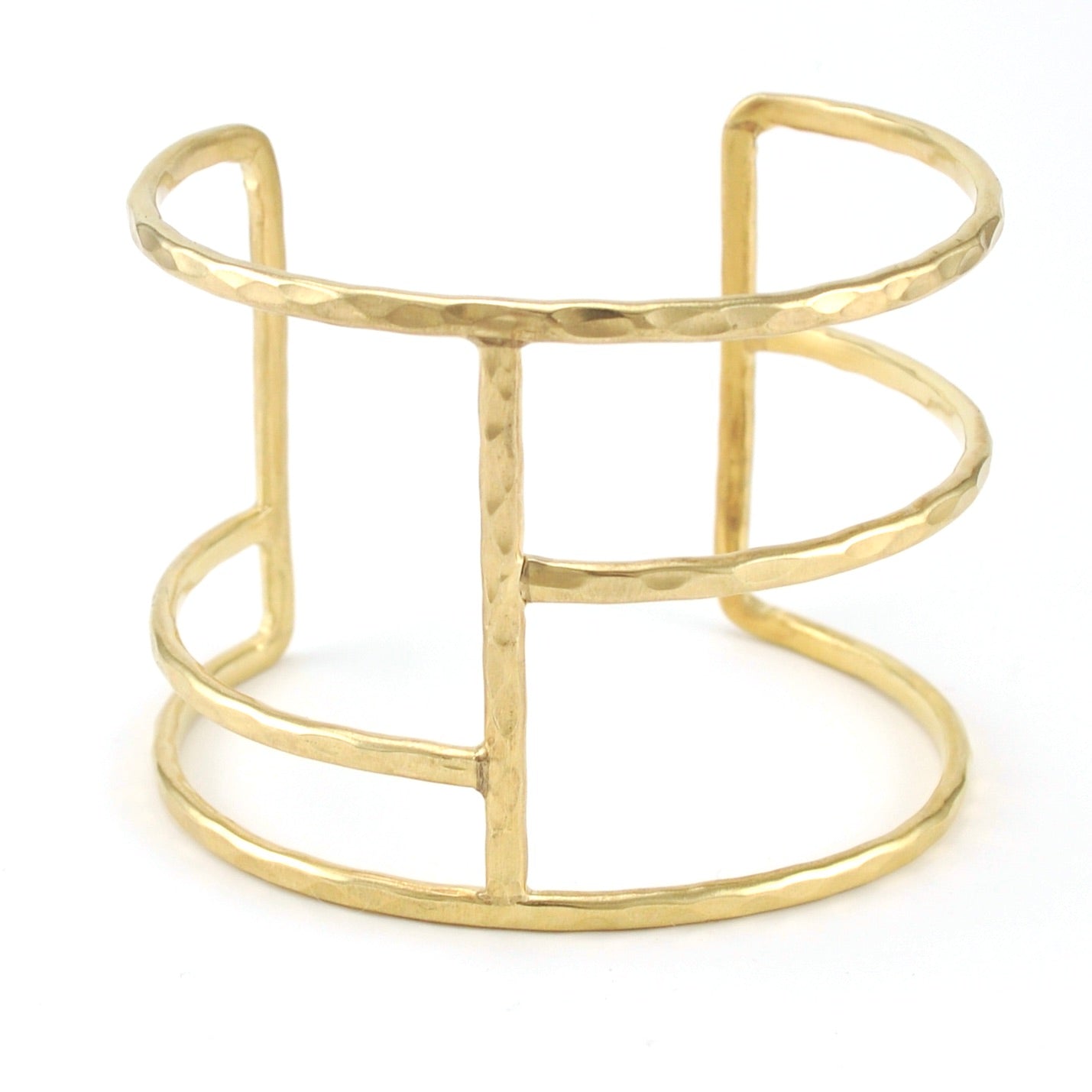 14k Gold Plated Hammered Rectangle Cuff Bracelet