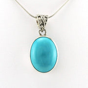 Alt View Sterling Silver Arizona Turquoise 14x19mm Oval Bali Bail Pendant