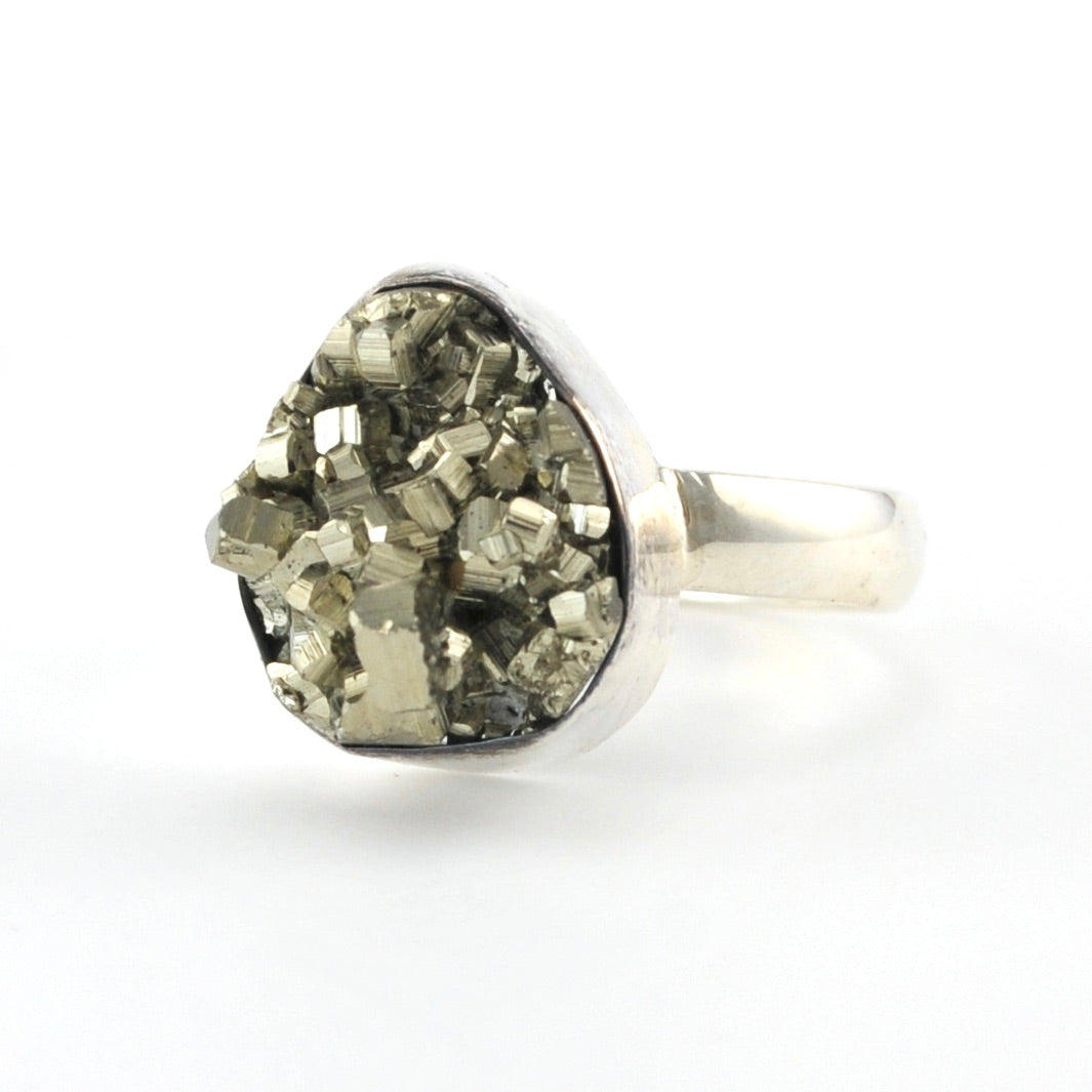 Sterling Silver Pyrite Tear Ring