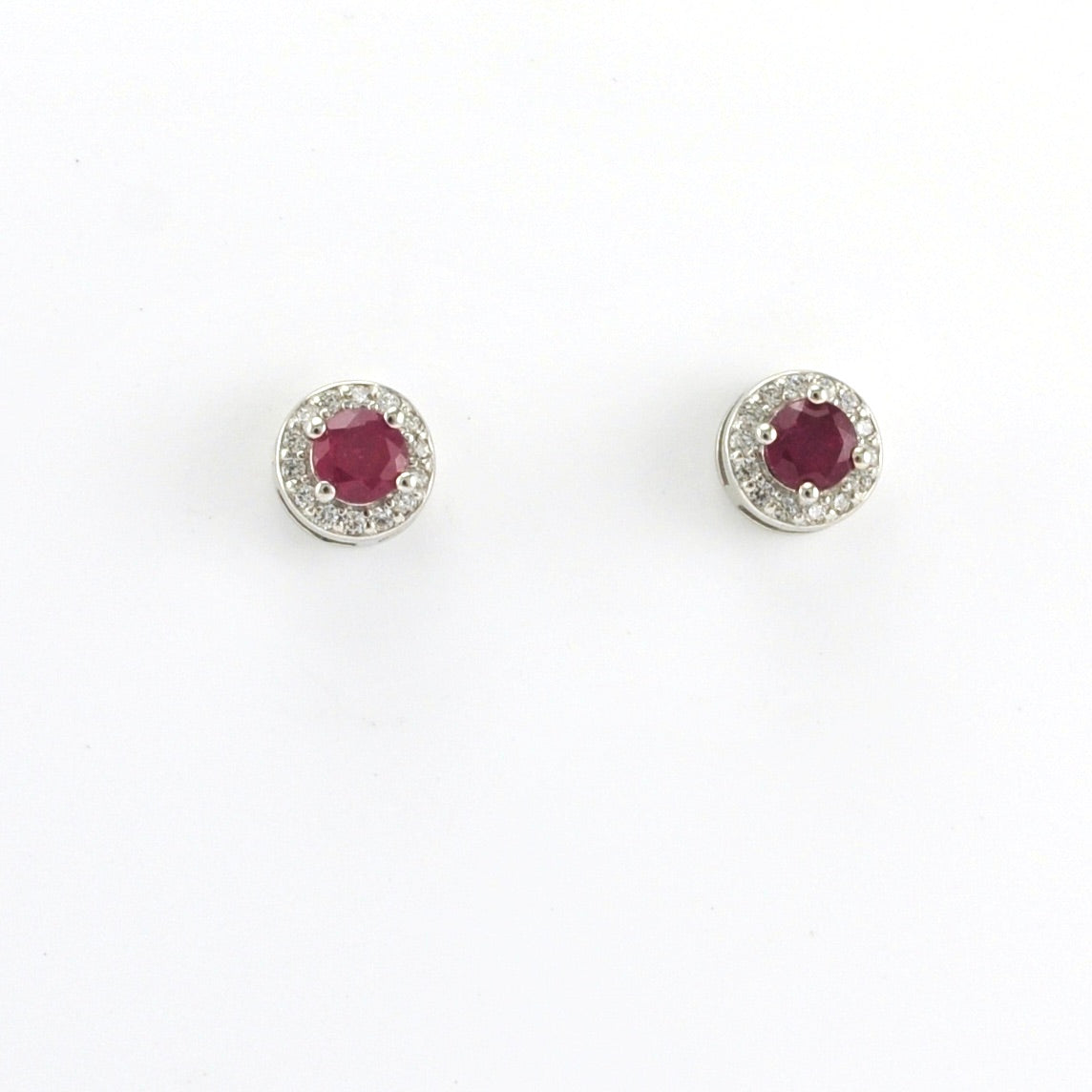Alt View Sterling Silver Ruby CZ Round Post Earring