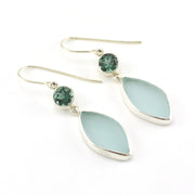 Sterling Silver Green Quartz Sea Glass Earrings