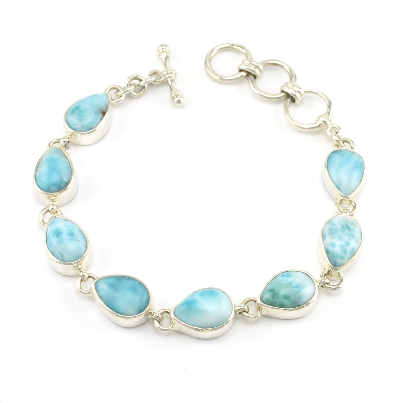 Sterling Silver Larimar Tear Toggle Bracelet