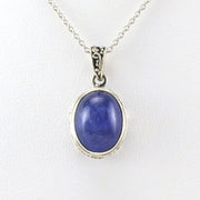 Alt View Sterling Silver Tanzanite 10x12mm Cabochon Oval Bali Necklace