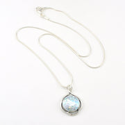 Sterling Silver Roman Glass Swirl Circle Necklace