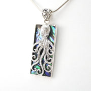 Silver Abalone Octopus Rectangle Pendant