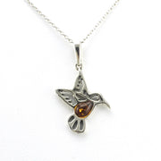 Alt View Sterling Silver Amber Small Hummingbird Necklace