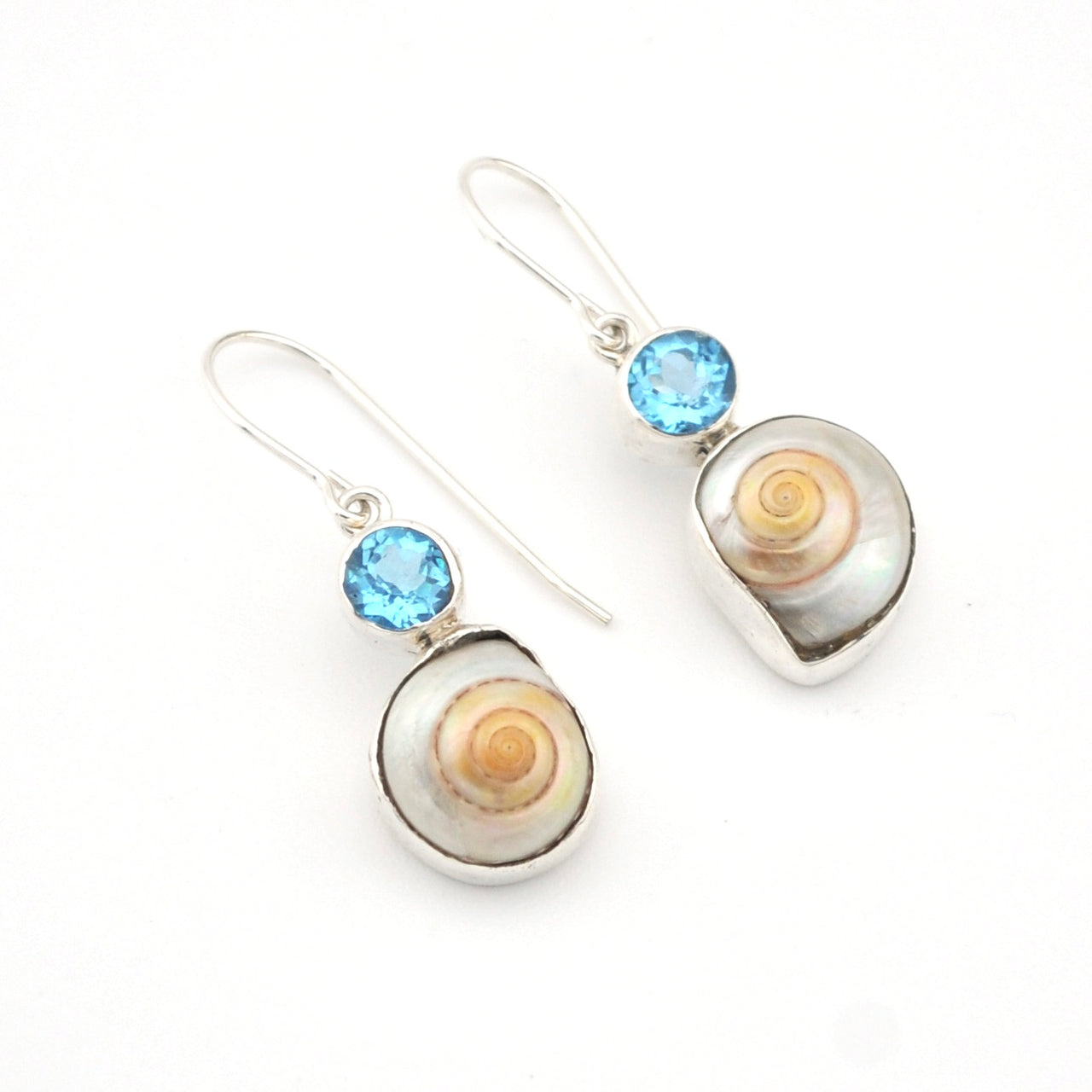 Sterling Silver Topaz Malabar Shell Dangle Earrings