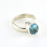Side View Sterling Silver Blue Topaz Oval Adjustable Ring