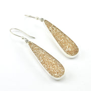 Sterling Silver Champagne Druzy Agate Tear Dangle Earrings