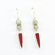 Alternate View Sterling Silver Malabar Shell Red Sea Glass Earrings