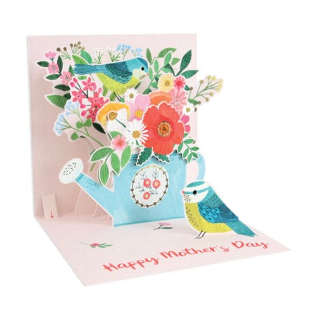 Mother's Day Watering Can and Birds Greeting Card