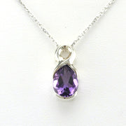 Alt View Sterling Silver Amethyst 7x9mm Tear Twist Necklace