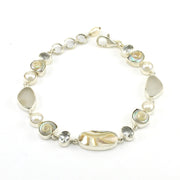 Sterling Silver Nautilus Topaz Sea Shell Pearl Bracelet