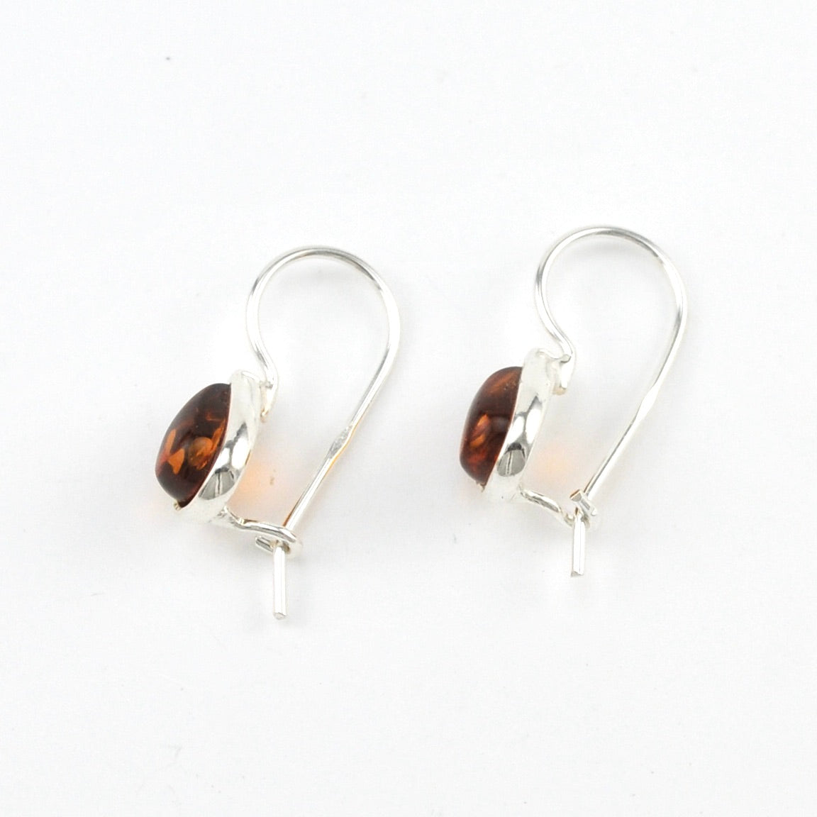 Sterling Silver Amber Tear Dangle Earrings