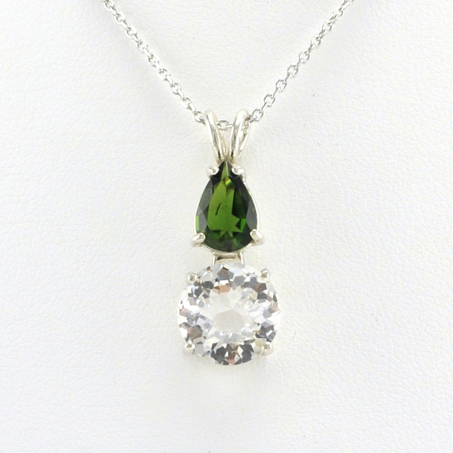Alt View Sterling Silver Quartz with Chrome Diopside Necklace