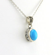 Side View xSterling Silver Arizona Turquoise 6x8mm Oval Bali Necklace