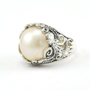 Silver White Mabé Pearl Octopus Ring