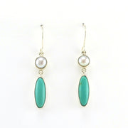 Alt View Sterling Silver Pearl Turquoise Dangle Earrings