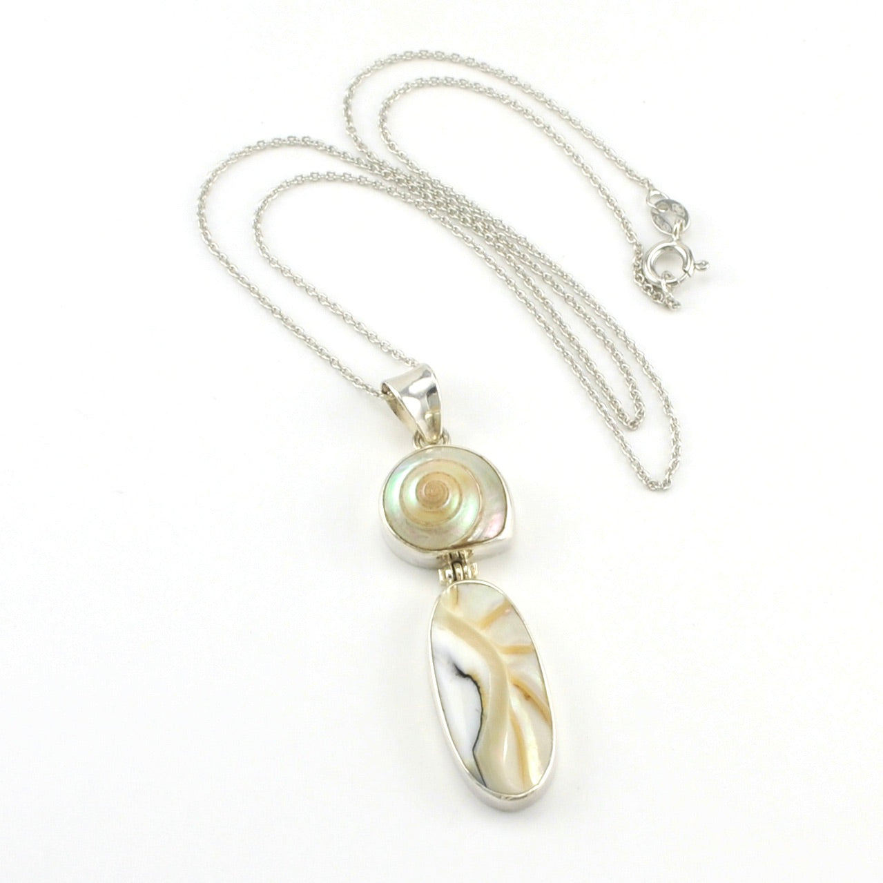 Sterling Silver Malabar Shell and Nautilus Shell Necklace