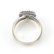 Alternate View Silver Peridot 8mm Round 3 Band Scroll Ring