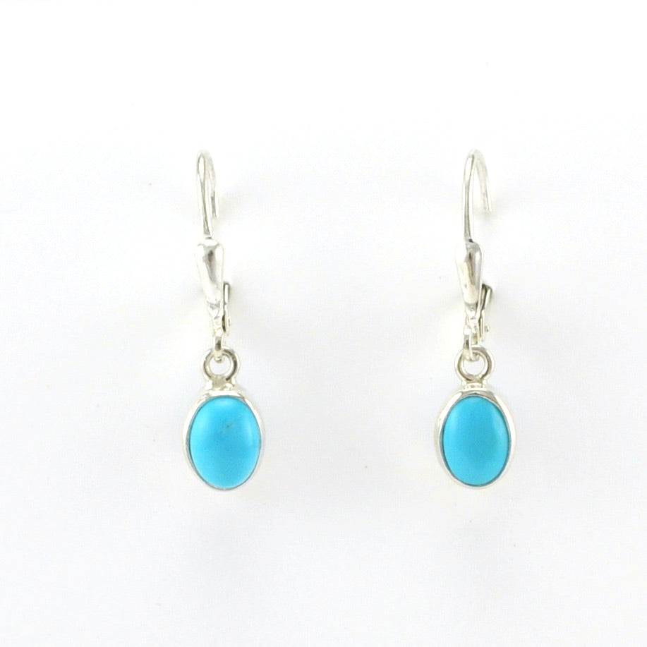 Alt View Sterling Silver Arizona Turquoise 5x7mm Oval Dangle Earrings