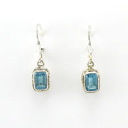 Alt View Sterling Silver Blue Topaz 5x7mm Rect Bali Dangle Earrings