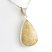 Alt View Sterling Silver Fossil Coral Tear Pendant